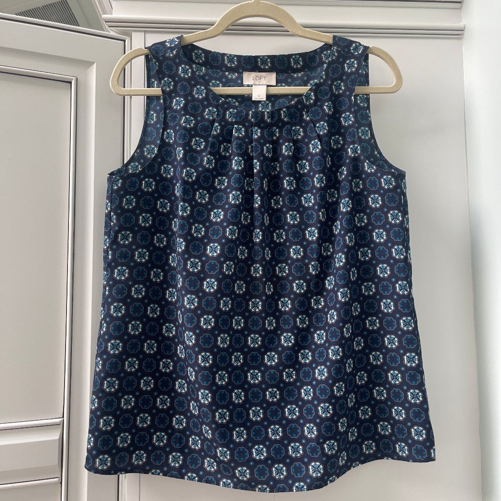 Loft Shell Blouse, S, Navy Pattern